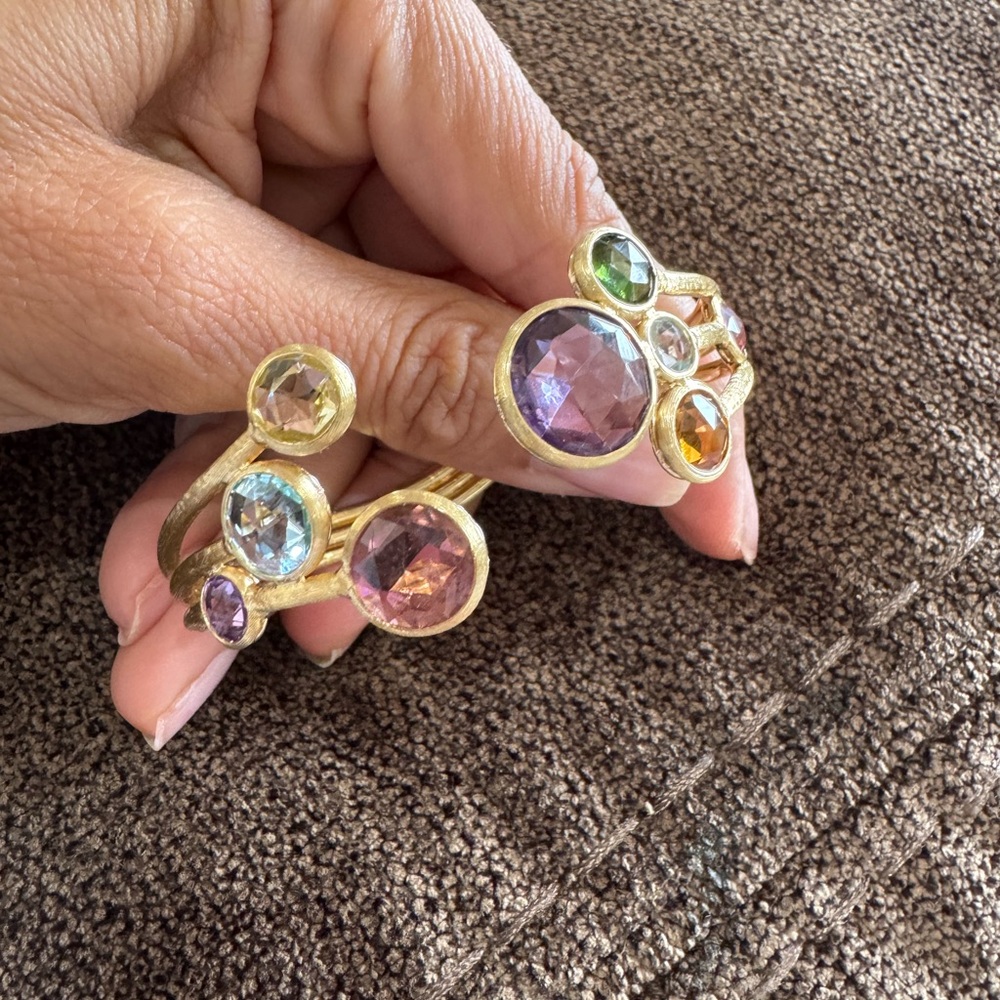 Gorgeous Marco Bicego 18k YG Multi-Gemstone Cuff Bracelet – Jaipur Collection - Picture 5 of 17